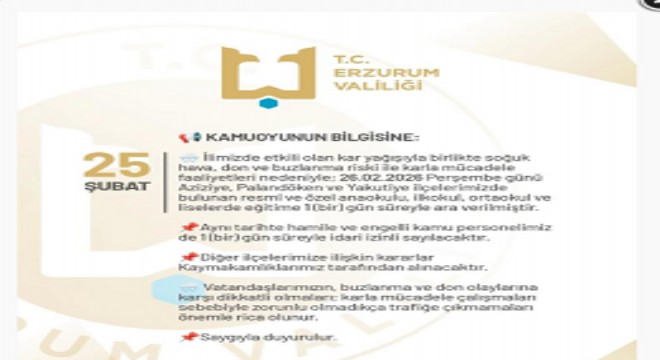 Erzurum’da eğitime kar engeli