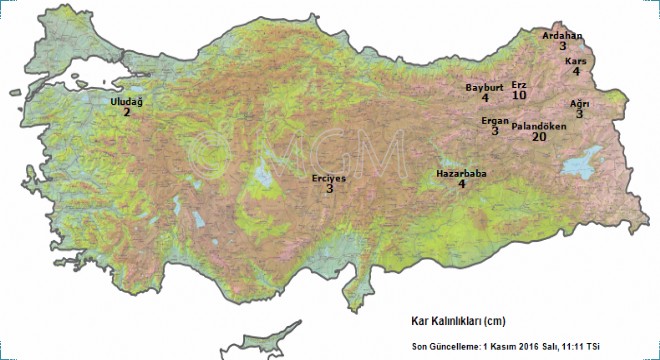 Kar kalınlığında Palandöken farkı