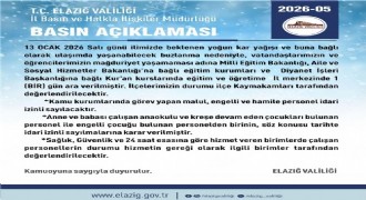 Elazığ’da eğitim-öğretime 1 gün ara verildi
